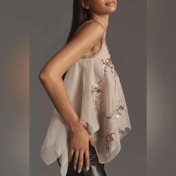 NWT! Anthropologie Let Me Be Embellished Hanky Hem Top - Size Medium 💎 - Picture 3 of 7